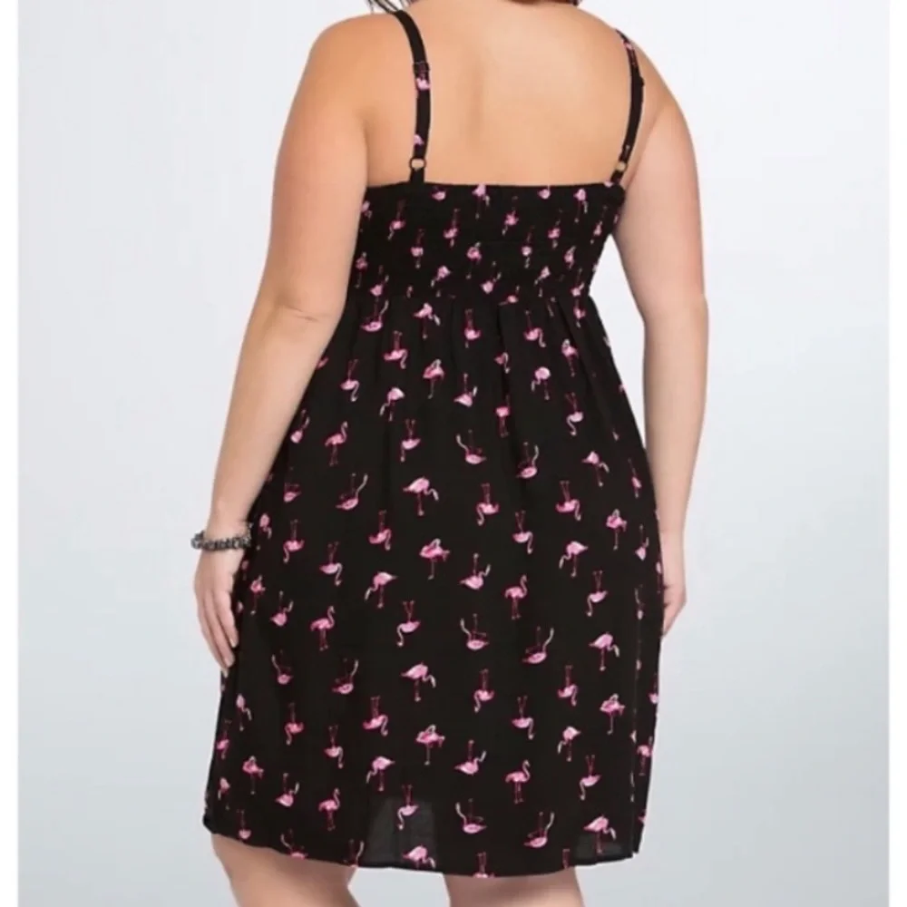 Torrid Black & Pink Flamingo Print Challis Sundress Dress 3X - Picture 9 of 16